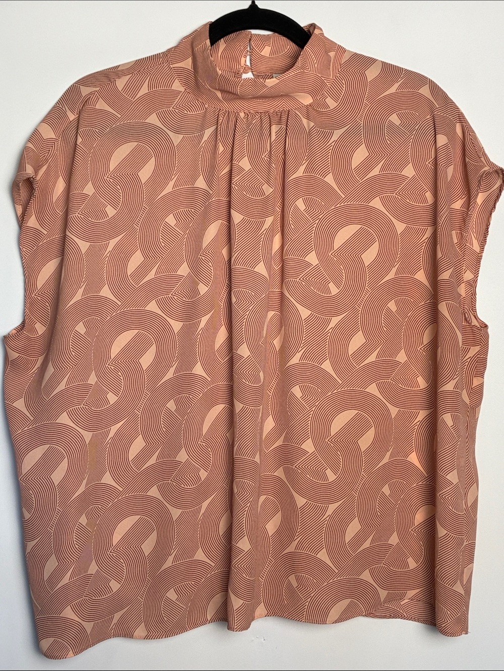 Women's Sleeveless Mock Neck Blouse - Dusty Rose Geometric Print by Worthington
